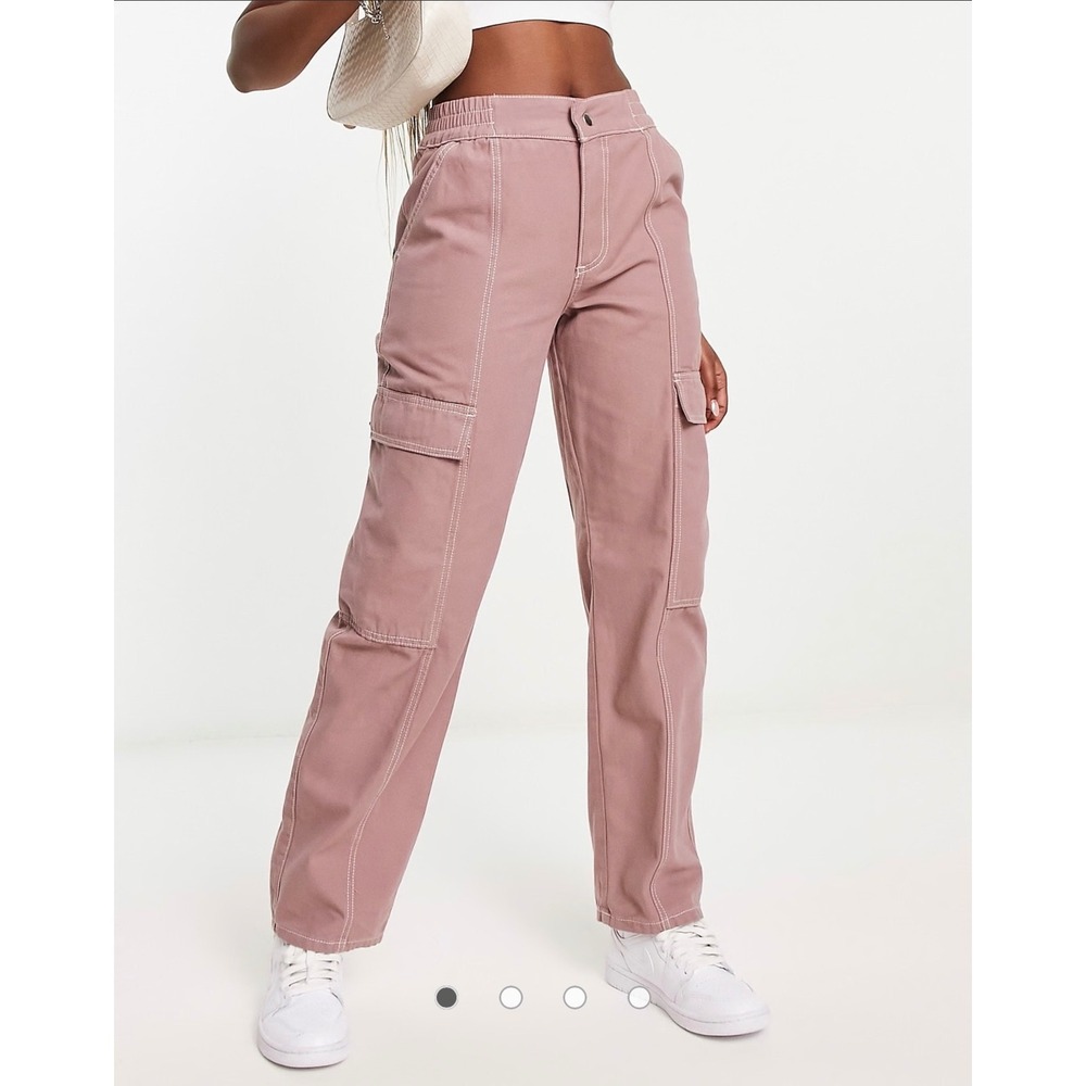 ASOS DESIGN Seam Detail Cargo Pants‎ in Mink with Contrast Stitch Utility Size 6